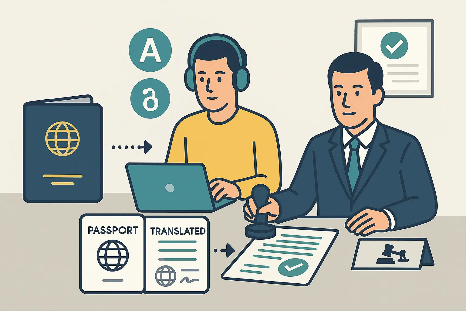 Passport translated and notarized for legal submission