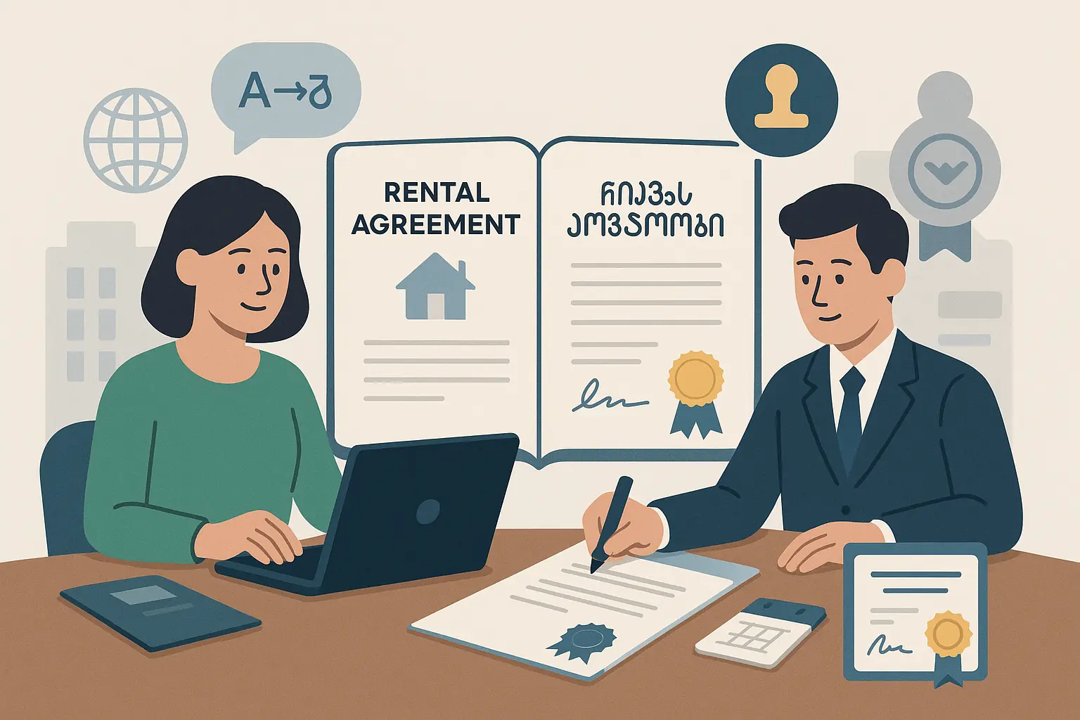 Notarized translation of rental agreement document